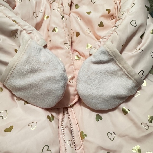 The Children’s Place Baby Snowsuit 3-6M Pink Hooded Bunting Mittens Winter - Picture 4 of 7